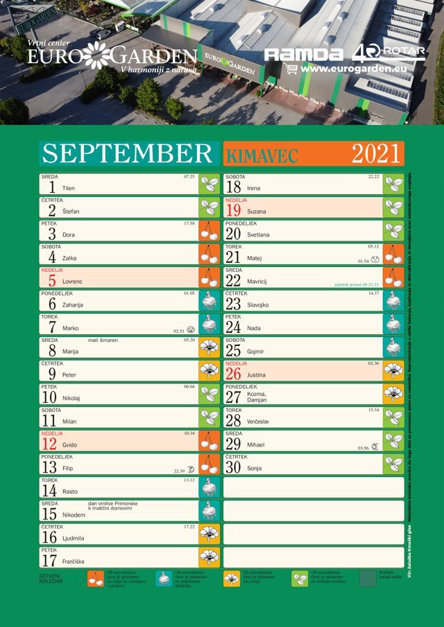 Vir: Založba Kmečki glas | Setveni koledar - september 2021 