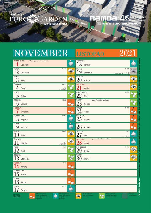 Vir: Založba Kmečki glas | Setveni koledar - november 2021